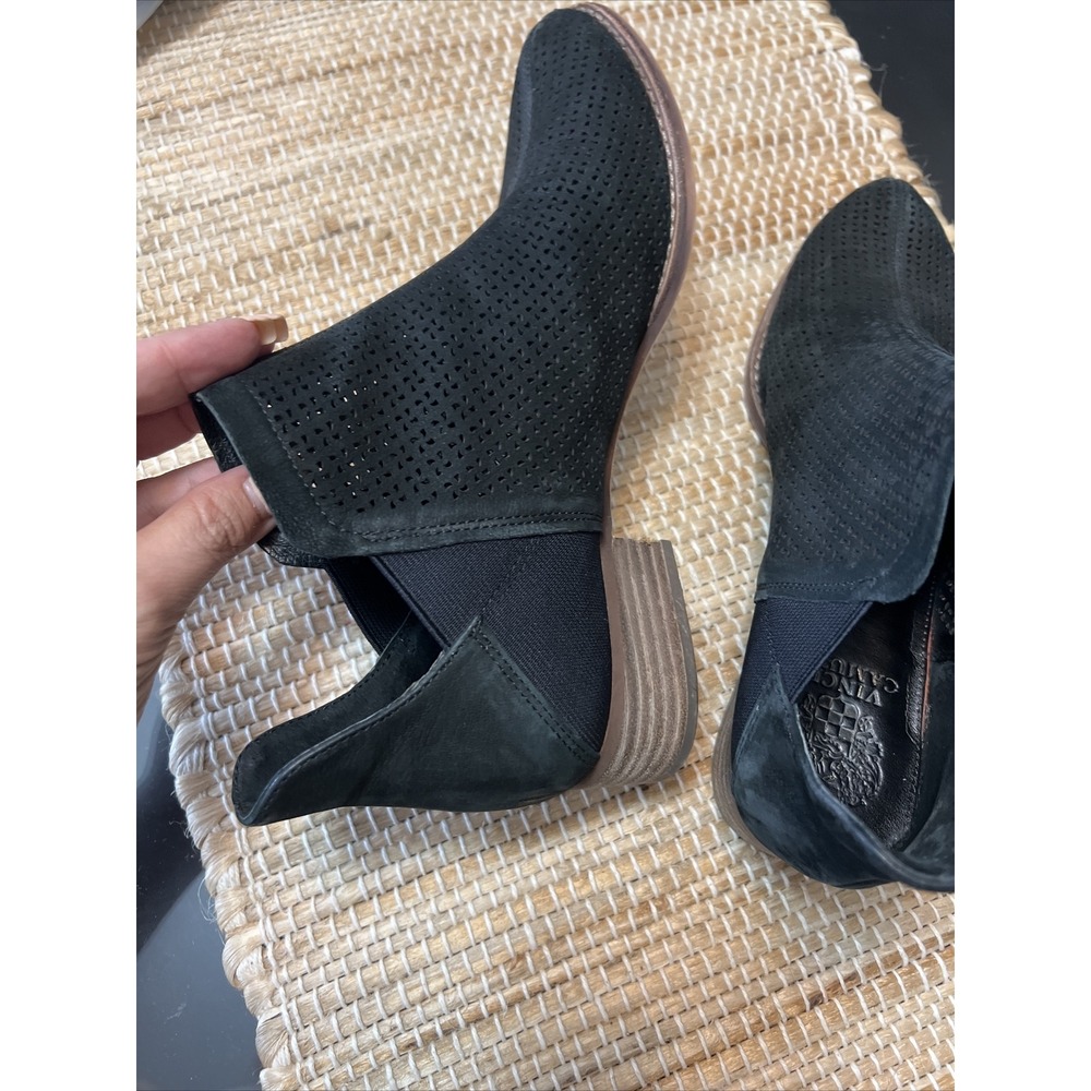 Vince Camuto Perforated Suede Ankle Booties Palmina Black 8.5 - Picture 9 of 12